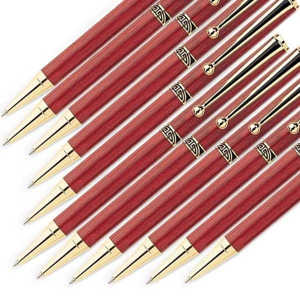 7 mm Slim Style Black Strip Clip Ballpoint Pen Kit - Finish:Gold - Pieces:10-Piece